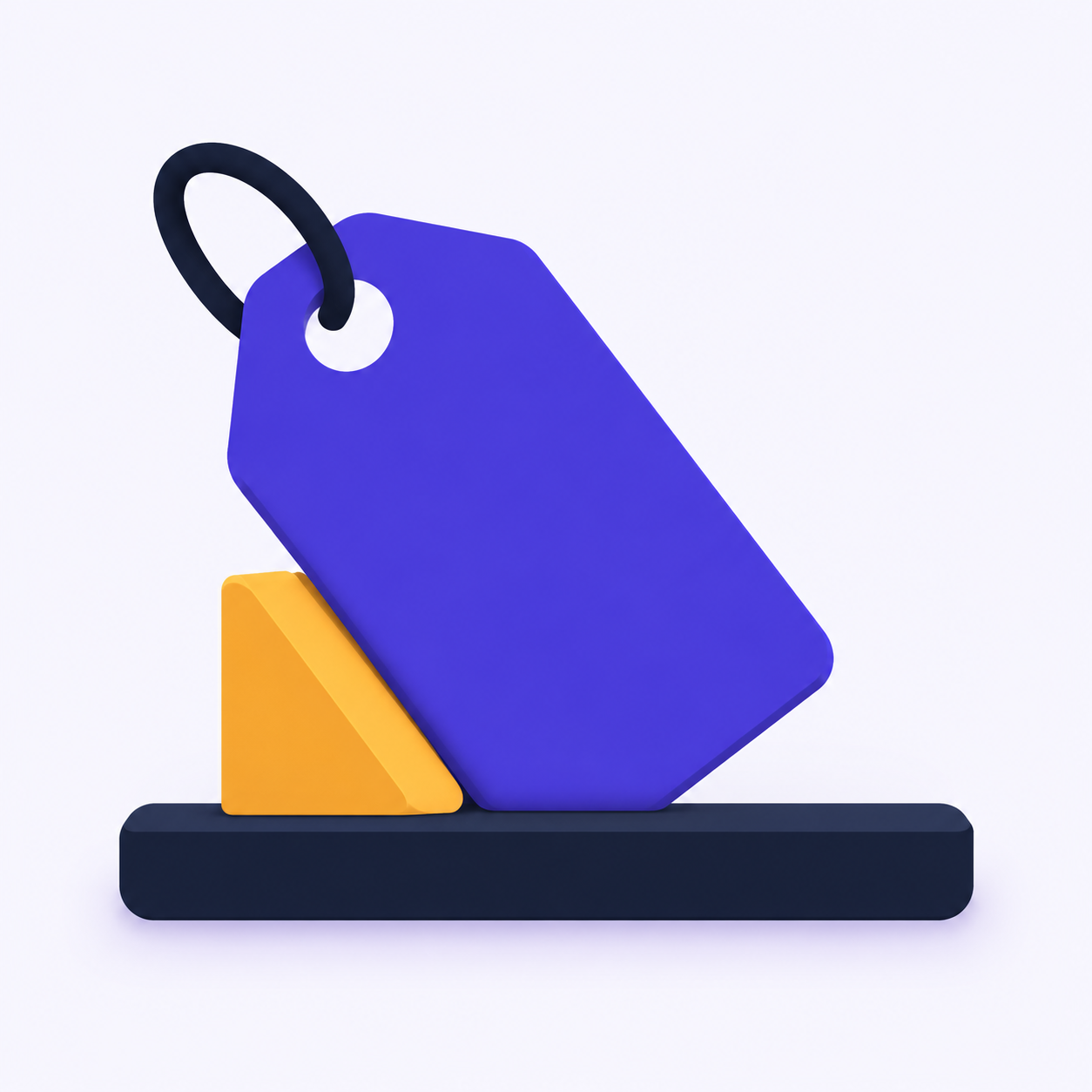A price tag sliding down to a solid floor where a wedge block stops it from going lower.